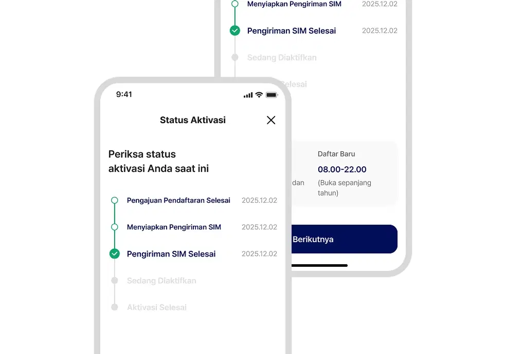 Contoh layar halaman status aktivasi